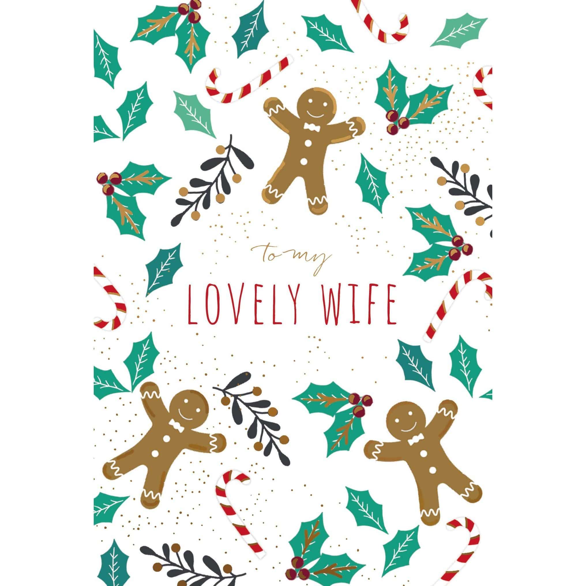 Tiny Gingerbread Christmas Card for Wife by Pictura, featuring festive holiday design with gingerbread cookie illustration.